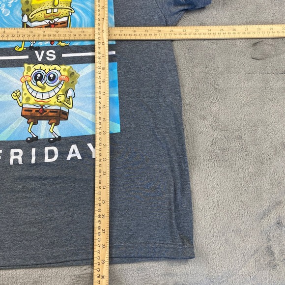 SpongeBob SquarePants T-Shirt Mens Large Gray Monday vs Friday Graphic Tee Humor - Picture 4 of 6